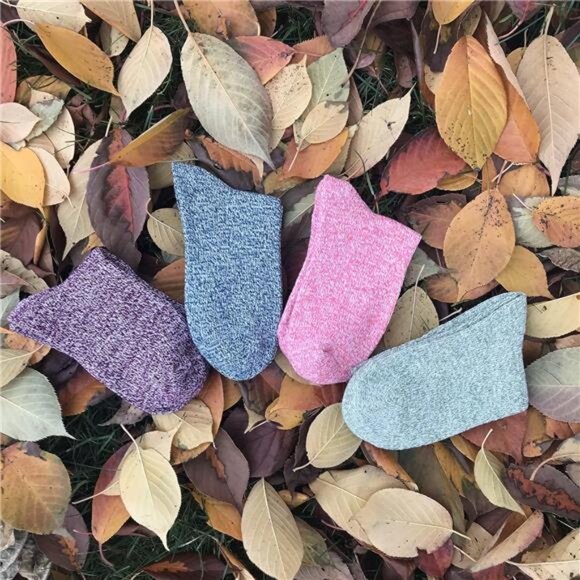 3-5 Pairs Womens Multicolor Fashion Warm Wool Cotton Thick Winter Crew Socks - Picture 2 of 8